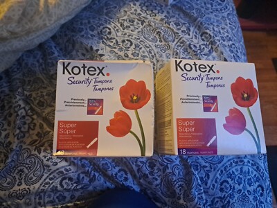 2 Kotex Security Tampons Super 18 count , Discontinued vintage