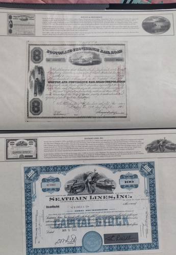 RAILROAD STOCK CERTIFACATES, LOT OF 41 PROTECTED IN BINDER~ ALL EXCELLENT COND - Picture 8 of 22