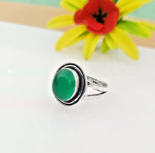 Green Onyx Gemstone Ring 925 Sterling Silver Handmade Jewelry All Size Available