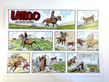 LATIGO Stan Lynde 1981 Western Comic Strip Full Color Panel Sequence Card/Poster