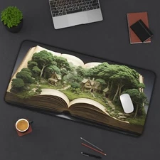 Forest & Tree Desk Mat,  Aesthetic XL Mouse Pad Computer Gaming Desk Mat