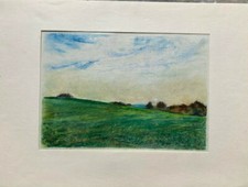 ::FRANZ EHMKE * 1928 -2018 GDR PAINTER ° GREEN MEADOW WITH CLOUDY SKY