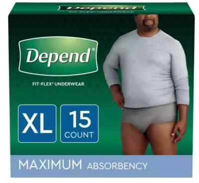 Depend Fit-Flex Incontinence Underwear for Men, Maximum Absorbency, XL 15 ct   