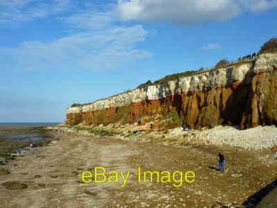 Foto 6x4 Klippe, Hunstanton Brown Carstone, ein Sandstein, mit weißer Kreide um 2018