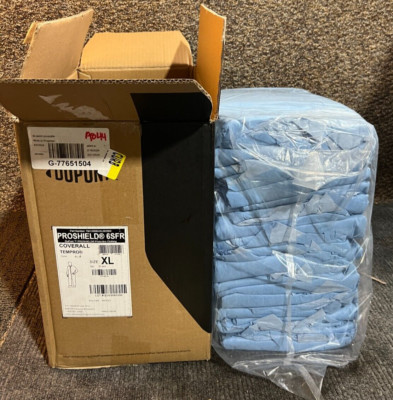 Box of 25 Dupont ProShield 6SFR Blue Tempro Coverall XL TM120SBUXL002500