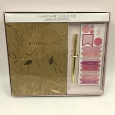 Gartner Studios Journal, Pen, & Sticker Box Set - Gold Floral - Birthday Gift