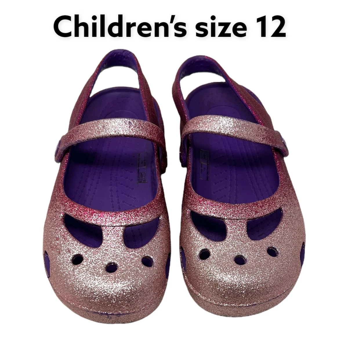 Crocs Girl Shoes Shayna Glitter Mary Jane Sandal Ombre Slip Pink Purple C12