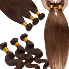 Unprocessed 100 Real Human Hair Bundles Virgin Brazilian Weaves Sewn In Colored