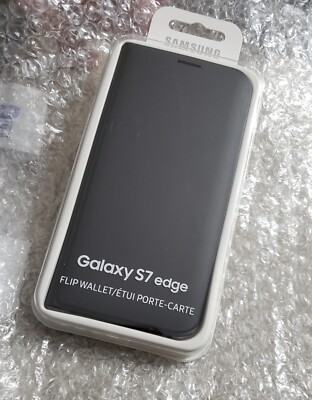 Original Samsung S7 Edge Flip Wallet Cover Case Schwarz