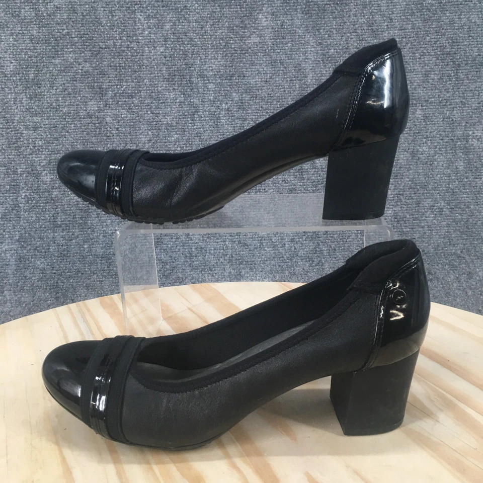 Zapatos de salón Anne Klein para mujer 7 M Guardian sin cordones de cuero negro tacones informales Foto 2 de 4
