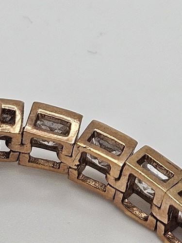 Vintage Gold Tone Clear CZ Tennis Bracelet 7" - 第 3/12 張圖片