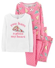 Carter's Girls Pajamas Pizza My Heart Sz 5 Cotton Snug Fit Long Sleeve Pants Set