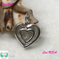 In Love Double Heart - 925 Sterling Silver - Pearl Cage Pendant - Hold 6-8mm