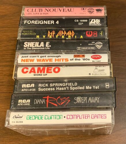 Lot of 9 80s cassettes -Def Leppard, Foreigner, Sheila E, Cameo, Springfield EUC - Photo 1 sur 4