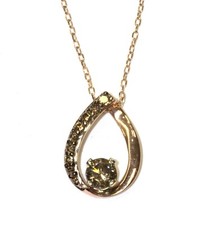 GIA 14k 10k rose gold chain .86ct champagne brown diamond pendant necklace 2.9g