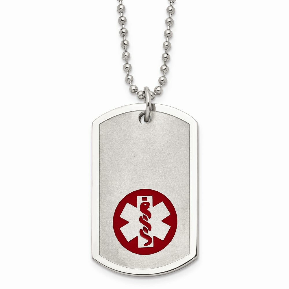 Ожерелье с большой собачьей биркой из нержавеющей Стали медицинский кулон длиной 22 дюйма 8590₽