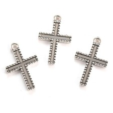 BLUK 200Pcs Cross Charms DIY Jewelry Making Pendants Antique Silver