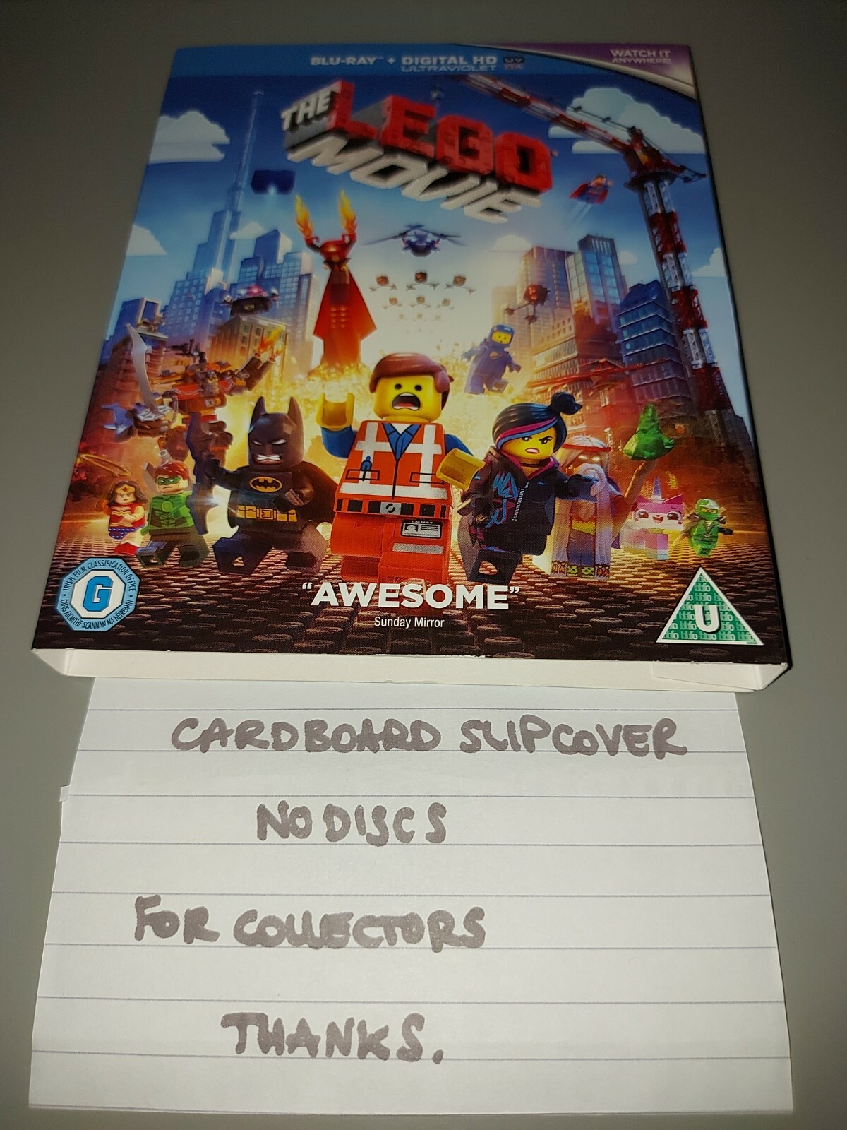 The LEGO Movie - Cardboard slipcover only.  Blu ray.