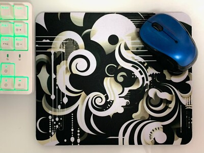 Mousepad /Abstract Design Office Mouse Pad / Black and White Mouse Pad