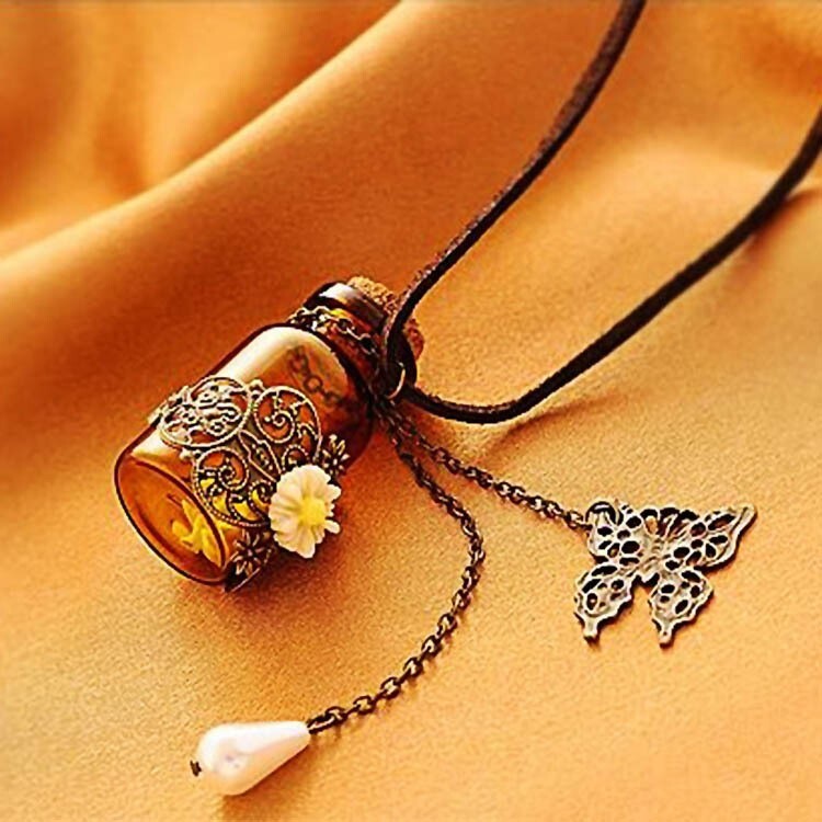 Wishing Little Retro Bottle Auspicious Pendant Butterflower Long