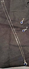 Stunning Blue & White Cubic Zirconia Pendant + Earrings Set in Sterling Silver — photo 2