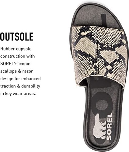 Sorel Ella II Block Slide Snakeskin print Sandals flats Shoes EU 37.5 Womens 6.5 - Picture 4 of 8