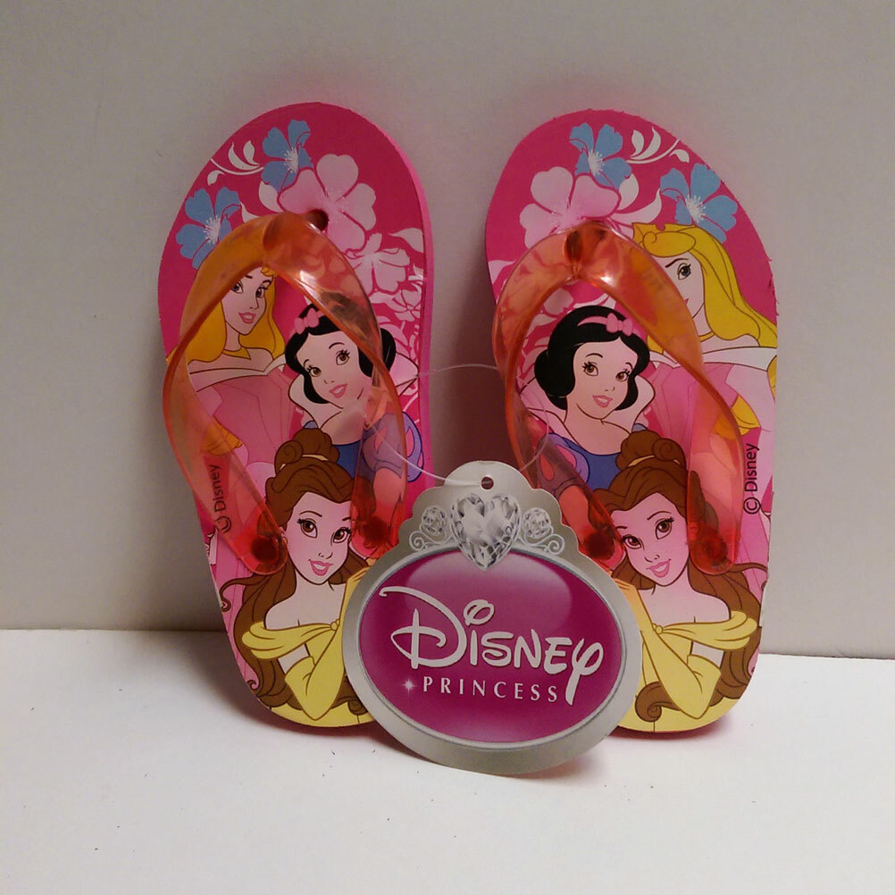Flip Flops Beach Sandals Disney Princess Toddler Kids Girls Dark Pink NEW-image