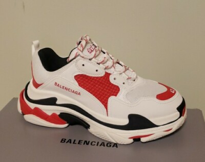 Balenciaga Mens Triple S Red Black White Sneakers, Size 9 US 42