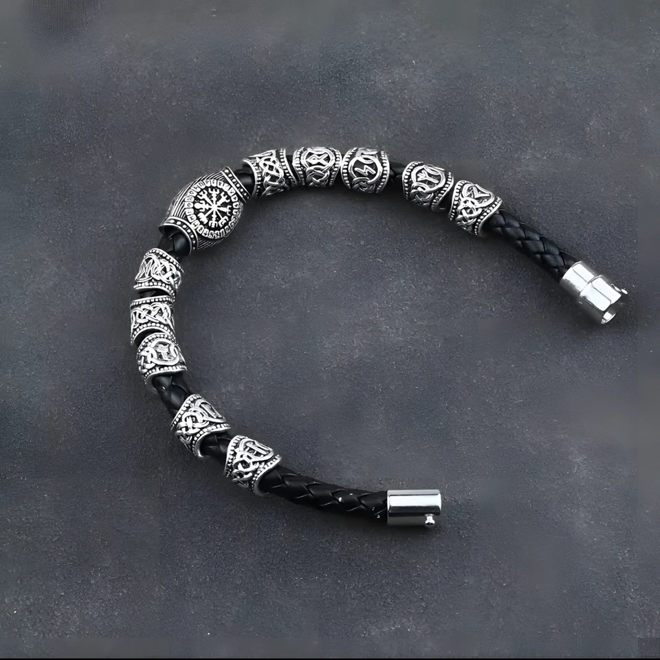 Herren Wikinger Runen Armband – Vegvisir Armband nordische Mythologie Edelstahl - Bild 3 von 4