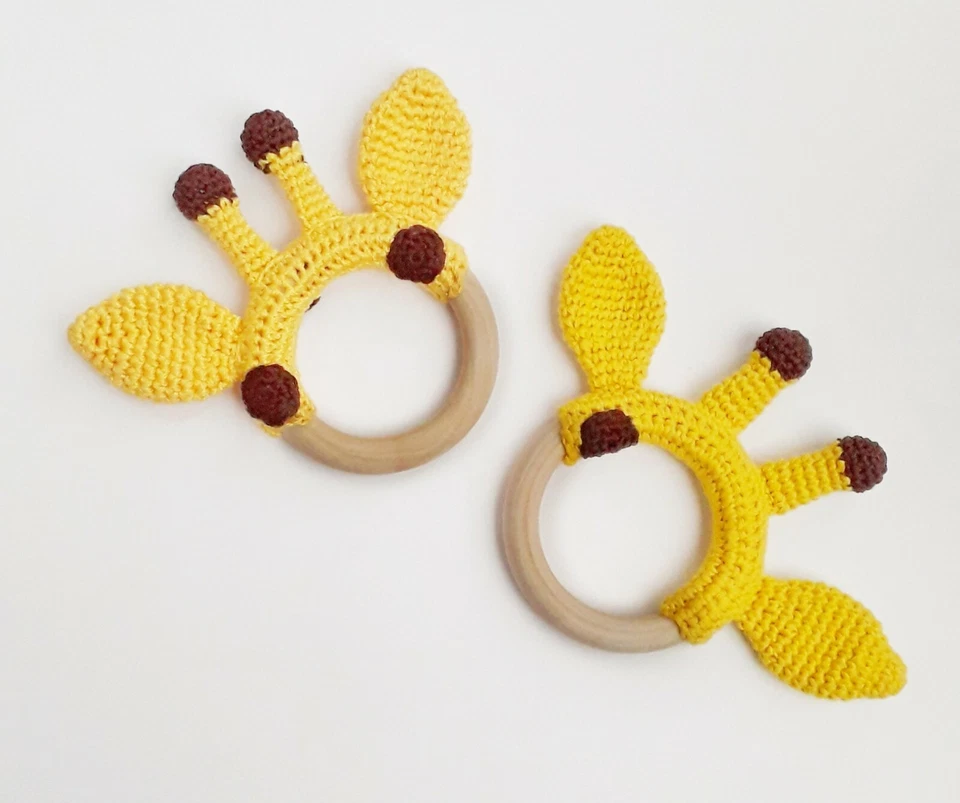 Pattern beginner crochet giraffe teether toys, Baby rattle diy teether - Image 2 of 3