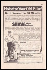 1921 Shaw Motor Attachment vintage print AD &ldquo;Motorize Your Old Bike&rdquo;