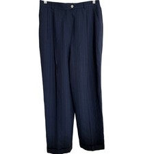 Ralph Lauren HighRise Navy Pin Stripe Tapered Dress Pants Wool Office/Work-10P