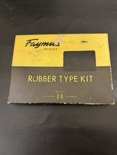 KIT TIPO GOMMA QUALITÀ FAYMUS VINTAGE TIMBRO GOMMA SUPPORTO LEGNO *COSÌ COM'È*