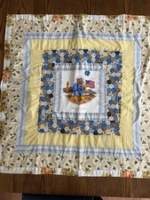 Vintage Handmade Quilt Crib Bears, Bees, Astronaut Cotton Retro Nursery Hanging