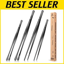 Professional Black Kitchen Tweezers Set