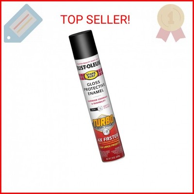 Rust-Oleum 334128 Stops Rust Turbo Spray System Spray Paint, 24 oz, Gloss Black