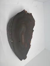 Polished Black/Brown Agate Slice on Stand Natural Crystal Healing Home Décor