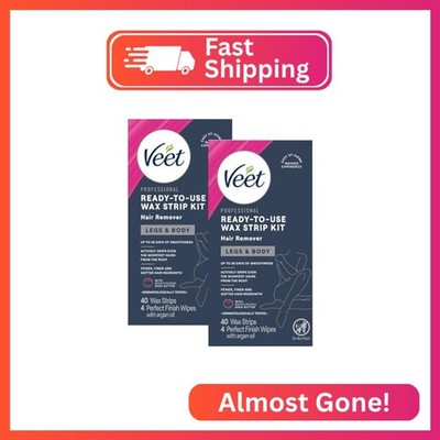 Veet Ready-to-Use Dermatologically Tested 40 Count Hair Remover Wax Strip Kit fo