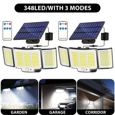 2 Pack Solar Motion Sensor Lights Outdoor Garden 348 LED Security Landscape Lamp