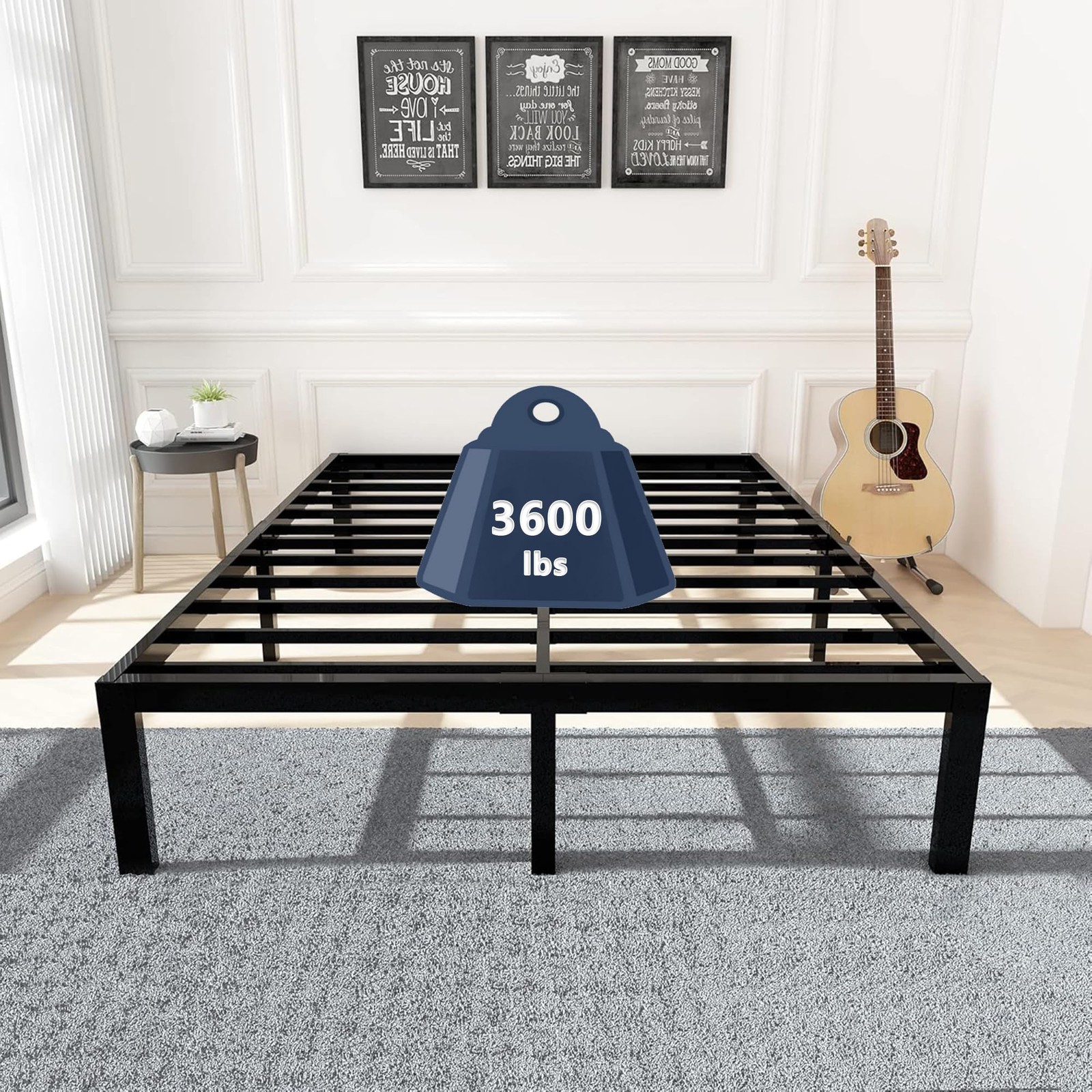 3600lbs Heavy Duty Bed Frame,14 Inch Sturdy Steel Slat Mattr