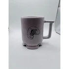 Vintage Frankoma Pottery Footed White Mug Lamb Artwork Farming Country Drinkware