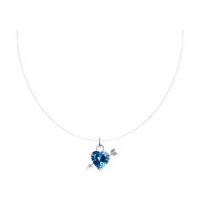Necklace silver 925 chain with pendant cubic zirconia length 45 cm real jewelry