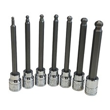 7pc 3/8In Metric Extra-Long Ball End Hex Bit Socket Set 13792 ATD 0 Silver