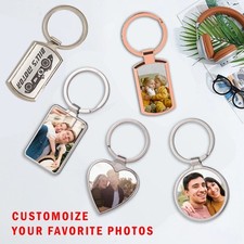 Personalised Keyring Keychain Key Tags Gift Idea Custom Your Photo Text