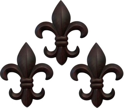 Top Brass 8'' Metal Fleur De Lis Wall Decor Art (3 x 6 1/2'' x 1/2'', Brown