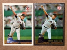 Roger Clemens 1996 Topps Base & Topps Chrome Baseball Cards. Red Sox