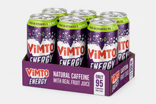 Vimto Energy Drink 6 x 500ml Cans &ndash; Natural Caffeine, Low Calorie (95 kcal) &ndash; Ne