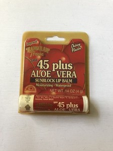 Vintage Collectible Hawaiian Tropic Sunblock Lip Balm 45 Plus Cherry Flavor 