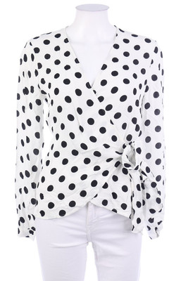 HALLHUBER Bluse Wickel Polka Dots Punkte S weiß