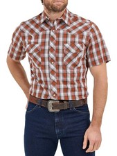 Wrangler Pearl Snap Men's Short Sleeve Western Shirt Plaid Small New